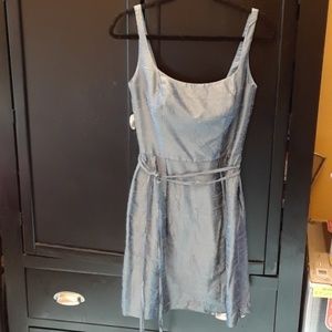 WATTERS & WATTERS BLUE RAW SILK DRESS 6